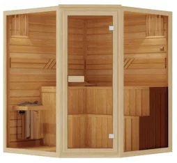 Фасад из цельного стекла для четырехместной сауны