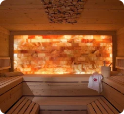 Подсветка соляной панели из Гималайской соли для сауны